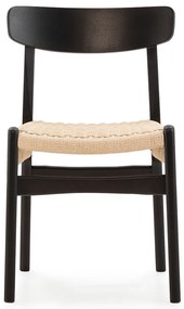 Черни трапезни столове в комплект 2 бр. от масивно каучуково дърво Biel – MOME