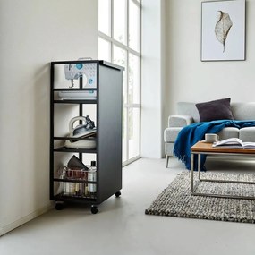 Черен метален подвижен стелаж 42x84,5x32 cm Tower – YAMAZAKI