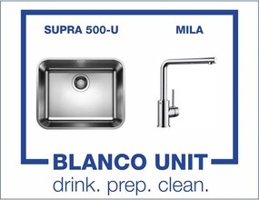 BLANCO SUPRA 500-U и смесител BLANCO MILA хром Промо пакет мивка със смесител Подплотов монтаж
