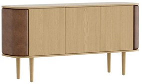 Нисък скрин с дъбов декор в светлокафяво-натурален цвят 150x75 cm Treasures - UMAGE