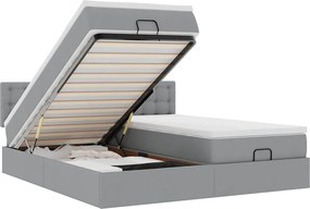 3312885 vidaXL Османска легло с матраци и LED, светлосиво, 180x200 см, плат