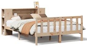 3322090 vidaXL Легло с етажерка за книги, без матрак, 160x200 см, бор масив