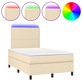 3134786 vidaXL Боксспринг легло с матрак и LED, кремаво, 120x200 см, плат
