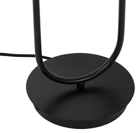 Арт Деко настолна лампа черна с димно стъкло 2-светлина - Laura