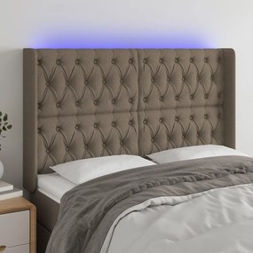 3124394 vidaXL LED горна табла за легло, таупе, 163x16x118/128 см, плат