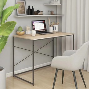 30211 vidaXL Компютърно бюро, черно и дъб, 110x60x70 см, инженерно дърво