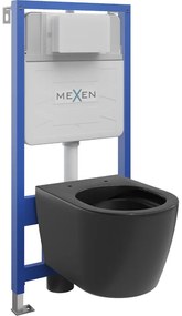 Mexen комплект за вграждане за WC с рамка Fenix Slim и тоалетна чиния Carmen, черен мат - 6103388XX85