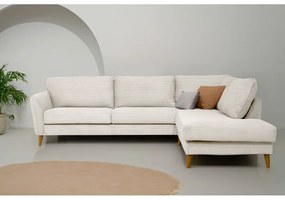 Бял ъглов диван от рипсено кадифе (десен ъгъл) Paris – Scandic