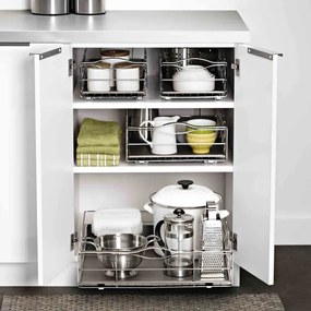 Плъзгащ се органайзер за шкаф Simplehuman KT1118, До 9 кг, 22.8x50.8x15.2 см, Инокс