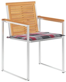 3078594 vidaXL Градински столове, 6 бр, с възглавници, тиково дърво масив