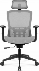 Ергономичен офис стол HC-1045 с мрежеста облегалка - сив