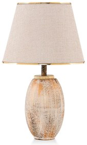 Настолна лампа с текстилен абажур в кремав и златист цвят (височина 50 cm) Yakamoz – Opviq lights