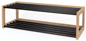 Черна/естествена метална етажерка за обувки - Woodman