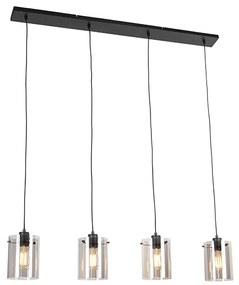 Интелигентен висящ аплик черен с опушено стъкло с 4 Wifi ST64 - Dome