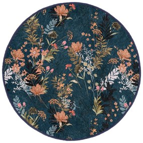 Тъмносин кръгъл килим подходящ за пране и за прахосмукачки роботи ø 80 cm Comfort – Mila Home