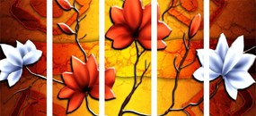картини от 5 части – Цветя в етно стил