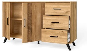 Нисък скрин с дъбов декор в естествен цвят 136x81 cm Nordic - Marckeric