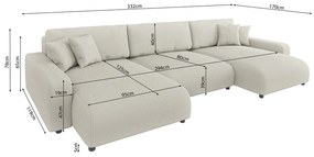 Кремав ъглов диван с място за съхранение от рипсено кадифе Sara – Ropez