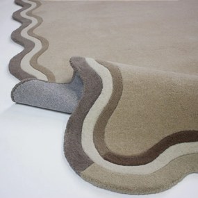 Ръчно изработен вълнен килим в естествен цвят 200x290 cm Leo Scallop – Flair Rugs