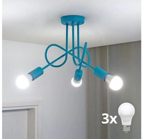 LED детски плафон OXFORD 3xE27/15W/230V син