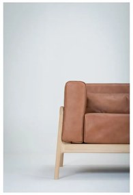 Диван от коняк кафява биволска кожа с масивна дъбова конструкция , 210 см Fawn - Gazzda