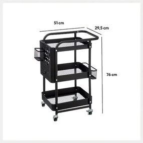 Кухненска количка 5five, Черен, Метал, Перфорирана