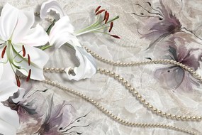 Тапет – Красива лилия с перли