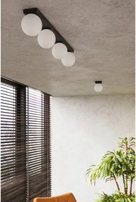 Черно осветително тяло за таван със стъклен абажур ø 12 cm Umerta – Sollux