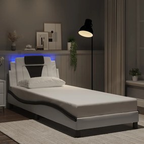 3213986 vidaXL Рамка за легло Viana с LED без матрак бяло и черно 80x200 см