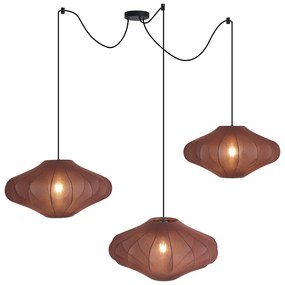 Висяща лампа в стил Джапанди Plu, кафява, 50 см, 3 светлини - Plu
