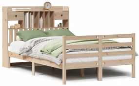 3321928 vidaXL Легло с етажерка за книги, без матрак, 135x190 см, бор масив