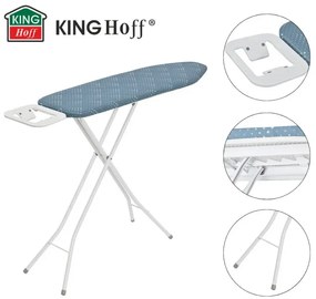 Маса за гладене Kinghoff KH 1938, 107.5x30.5 см, 4 позиции за регулиране, Поставка за ютия, Син