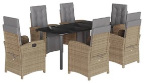 3212595 vidaXL Градински комплект с възглавници, 7 части, бежов полиратан