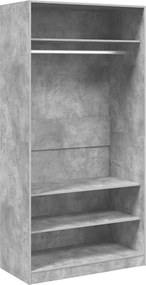 800229 vidaXL Гардероб, бетоново сиво, 100x50x200 см, ПДЧ