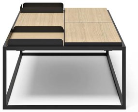 Масичка за кафе с дъбов плот в черен и естествен цвят 75x120 cm Douro - TemaHome