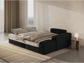 Черен разтегателен ъглов диван от букле (десен ъгъл) Jodie – Micadoni Home
