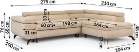 Бежов шенилов ъглов диван (десен ъгъл L форма) Marbeya – Ropez