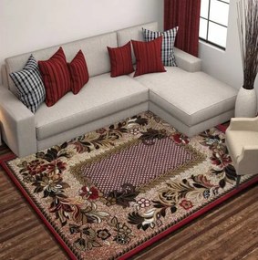 Червено-кафяв килим с цветя Ширина: 120 см | Дължина: 170 см
