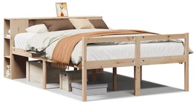 3321973 vidaXL Легло с етажерка за книги, без матрак, 160x200 см, бор масив