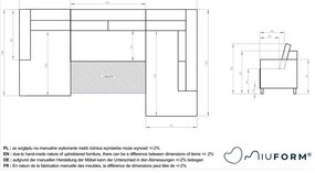 Светлосиво U-образно разтегателно канапе от кадифе, десен ъгъл Stylish Stan - Miuform