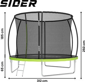 Градински батут за деца SIDER 10FT  - Ø 312 CM с вътрешна мрежа и стълба