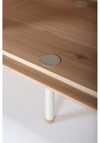 Бяла/естествена маса за телевизор от масивен дъб 160x48 cm Fina – Gazzda