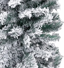 Тънка изкуствена коледна елха с флокиран сняг зелена 240 см PVC