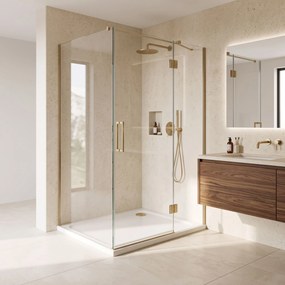Корито за душ кабина-акрилно Rea Belmond White 90x90 Brush Gold
