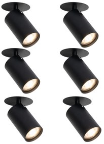 Комплект от 6 модерни вградени спота черни GU10 50mm - Chels