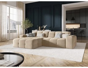 Бежов ъглов диван от кадифе (ляв ъгъл) Kendal - Micadoni Home