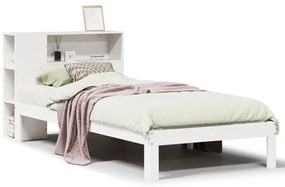 3322541 vidaXL Легло с етажерка за книги, без матрак, 100x200 см, бор масив