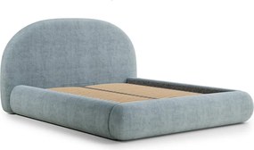 Светлосиньо двойно легло 140x200 cm тапицирано с място за съхранение с включена подматрачна рамка Maumere – Maison de Rêve