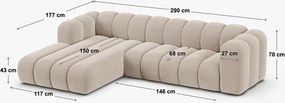 Кремав шенилов ъглов диван (ляв ъгъл) Lupine – Micadoni