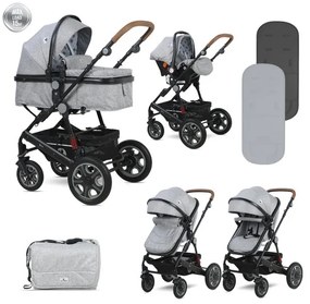 Комбинирана детска количка LORA SET LORELLI - Cool Grey ELEPHANTS